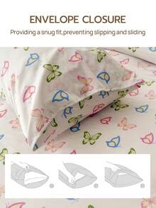 2/3 件羽绒被套套装（1 * 羽绒被套 + 1/2 * 枕套，不含芯），蝴蝶印花床上用品套装，柔软舒适的羽绒被套，适用于卧室、客房