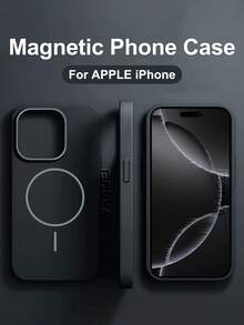 VRNOEI 时尚超薄圆形磁吸手机壳适用于 16 14 11 12 13 15 17 Pro Max Air 手机壳磁吸无线充电全覆盖配件 - 黑色 - 查看 2