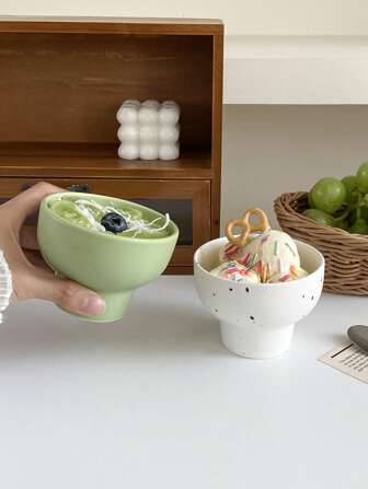 1 pieza Tazón de postre/aperitivo de cerámica creativo, tazón de postre/helado con salpicadura de tinta simple, adecuado para decoración del hogar, cereales para el desayuno, ensalada, helado, regalo