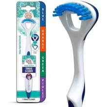 Dual Action Tongue Scraper (1 Pack),  2-In-1 Tongue Scraper & Soft Bristled Brush,  Deep Cleans & Fights Bad Breath - Color Varies - 彩色 - 查看 1