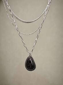 1pc Vintage Style Turquoise Inlay Necklace Chain For Women