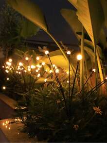 1pc 6/8/10 Lights Firefly Ball Solar Powered Outdoor Camping Patio Garden Villa Balcony Lawn Landscape Decorative Lighting String - Yellow - View 5