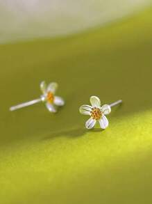 1 paire de boucles d'oreilles à fleurs douces de style quotidien, de plage, de marguerite pour femmes