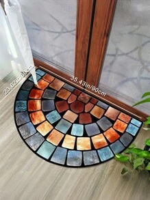 Capacho de porta com estampa de pedra colorida, 1 peça, de poliéster, lavável, com design semicircular retrô, adequado para decoração de quarto, entrada ou casa - durável, fácil de limpar, usado para decoração de porta, banheiro e entrada - disponível em vários tamanhos, resistente a manchas, resistente e à prova de poeira