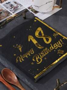 20 片铝箔印花 18 岁生日派对一次性餐巾纸，一次性使用印花薄纸，适用于餐桌