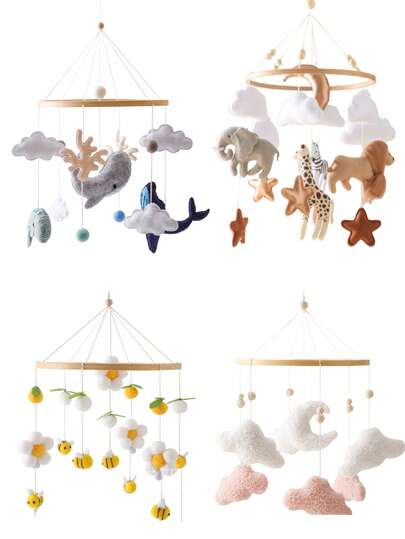 1pc Wooden Wind Chime Baby Crib Bell, Neutral Baby Crib Mobile, Suitable For Baby Room Decoration, Baby Showers, Baby Anniversaries