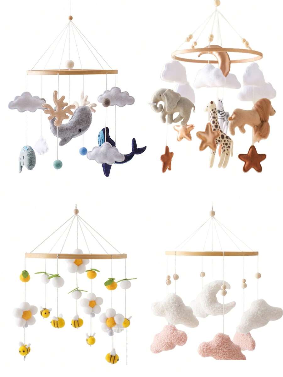 1pc Wooden Wind Chime Baby Crib Bell, Neutral Baby Crib Mobile, Suitable For Baby Room Decoration, Baby Showers, Baby Anniversaries