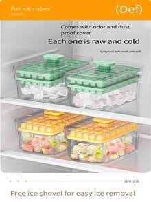 1 Set Nuevo fabricante rápido de cubitos de hielo con expulsor, bandeja para hacer cubitos de hielo caseros con cuchara, contenedor portátil de cubitos de hielo pequeños de fácil liberación, dimensiones del producto 19cm*11cm*10cm - Multicolor - Ver 4