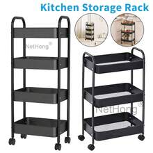 NetHong 3/4Tier Storage Trolley Cart Wheels Kitchen Bathroom Laundry Narrow Space Rack KItchen Organization UK - Black - View 2
