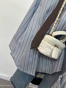 女士时尚条纹衬衫，附赠领带，适合上学、通勤、情人节派对角色扮演等场合。