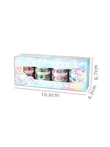 4 卷高端精致空心模切宠物胶带，适用于剪贴簿、泡泡时间系列，适用于礼物、办公室、家庭、标记、标签、教室、娱乐玩具、学生计划器 DIY 复古趣味装饰贴纸学校用品、返校 - 彩色 - 查看 10