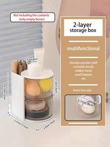 1 pieza Organizador de maquillaje giratorio con cajones, organizador de,maquillaje,organizador de labiales,caja de almacenamiento de cosméticos de plástico con divisores, caja de maquillaje compacta de escritorio para viajes que almacena esponjas de maquillaje, brochas de maquillaje, ligas y broches pequeños para vacaciones, playa, baño, dormitorio, de gran capacidad. - Multicolor - Ver 11