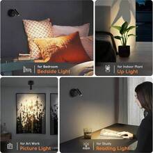 Wireless USB Rechargeable 2-In-1 Wall Lamp, Dimmable 3-Color Touch Control, 350° Rotation & 90° Tilt, Magnetic Suspension Bedside Reading Lamp, Suitable For Decorative Lighting, Bedroom, Study - Multicolor - View 6