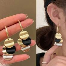 Pendientes vintage de gota larga con bloques de color y borlas para mujeres