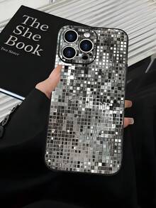Mirror Disco Ball Pattern Straight Edge Black Matte Phone Case, Four-Corner Anti-Drop Camera Enhanced Protection, Prevent Wear And Tear, Comfortable Feel, Protective Buttons, Breathable Heat Dissipation, Dustproof, For Men And Women For IPhone X/11/12/13/14/15/16 Plus Promax Pro Series. - 黑色 - 查看 3