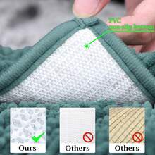 Green Bathroom Rugs - 3 Piece Chenille Bath Mat Set, Non-Slip, Absorbent Plush Bath Mats For Tub, Shower - Green - View 8