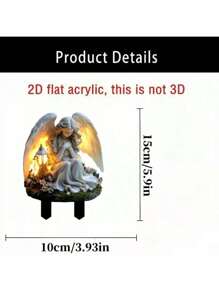 2D Flat 2D Non-3D Design | Angel With Lantern Garden Decor, Acrylic Outdoor Yard Art Sign For Lawn, Garden, Flower Pot - Bohemian Style, No Battery Needed, Garden Decoration | Angel Design | Detailed Craftsmanship, Garden Decor