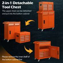 GOFLAME 5-Drawer Rolling Tool Chest High Capacity Tool Storage Cabinet With Lockable Wheel - Orange - View 5