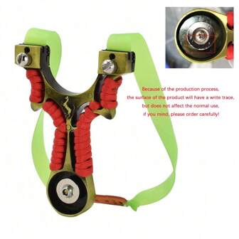 1pc buitenopname bevestigbare stalen bal katapult met bijpassende platte rubberen band voor buiten schieten praktijk en competitie, buiten jacht en vis schieten katapulten