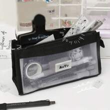 Transparent 5 Layer Mesh Bag Pen Pencil Case Visable Pocket Storage Pouch For Stationery School,Pencil Pouch,School Bag, School Supplies,Back To School