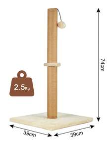 Cat Scratching Post Foldable Bottom Tall Cat Claw Scratcher  Natural Sisal Scratch Pole And Soft Carpet Covered Heavy Base Modern Stable Design - White 74cm 1Ball - View 6