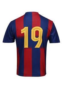 SURUIDA 1pc Barcelona #19 Men's Soccer Jersey, Professional Sports Football Shirt, Comfortable For Match, Casual, Team Sports, Short Sleeve Top - Blue - View 3