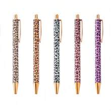 1 pieza Bolígrafo de punta redonda con opciones de varios colores, patrón de estampado de leopardo por transferencia térmica, bolígrafo neutro para firmar, gran leopardo, pequeño leopardo, nuevo leopardo, leopardo lindo para niñas, bolígrafo con película floral de transferencia térmica multicolor, metal, de vuelta a la escuela