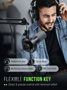 FIFINE Microfone Dinâmico Fifine Usb/xlr Com Suporte Anti-choque, Touch-mute, Microfone De Metal De Estúdio Com Entrada Para Fone De Ouvido, Controle De Volume De Monitoramento Para Gravação De Voz Vocal-over Podcast Streaming - K688