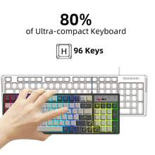The Wired Keyboard With 96 Keys, A Gray And White Color Combination Game Keyboard, And RGB Backlighting Are Suitable For PC Computers, Office Use, And Home Use