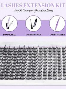 244/154PCS-C-Curl Fairy Lash Clusters Kit 10-18mm Manga Eyelash Clusters, Eyelash Extensions Kit Wet-Look Spiky Anime Lashes Individual Eyelashes Clusters Kit Ultra-Lash Band - màu đen - Xem 4