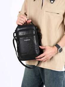 Bolsa Transversal/Bolsa de Cintura Funcional de PU Retrô Masculina com Múltiplos Bolsos, Versátil para Viagens de Negócios, Adequada para Uso Diário e Transporte