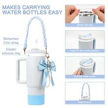 AiScrofa 4 件套杯子配件套装 - 仿珍珠链编织设计水瓶手柄带、硅胶杯套