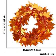 1Pc 16nch Fall Wreath For Front Door Decoration, Autumn Wreath With Artificial Maple Leaf Harvest Pumpkins Pine Cone Wreath For Thanksgiving Indoor Fireplace Window Decor - Multicolor - View 7