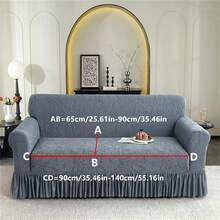 1pc Solid Color Jacquard Thickened Elastic Skirt-Style Sofa Cover, Soft Fabric Suitable For Living Room, Bedroom, Study - Sunflower Skirt-light Gray - View 14
