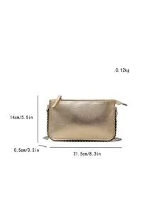 Leopard Print Women's Handbag, New Fashionable Charming Lady Style Shoulder Bag, Beaded Crossbody Clutch - Rose Gold - View 3