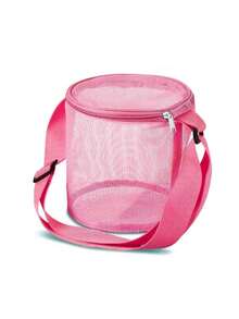 1 件圆柱形网状手提贝壳包，大容量沙滩玩具收纳袋，可调节背带和拉链夏季沙滩包，适合男孩女孩，款式随机 - 彩色 - 查看 13