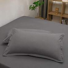 2pcs Funda de Almohada Decorativa Estilo Sobre Blanco Gris Caqui Color Sólido Funda de Almohada Corporal para el Hogar 48X74cm - Gris Oscuro - Ver 8