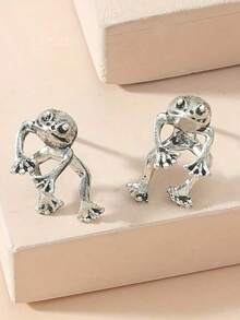 1/2/4 件/套复古青蛙耳环套装 - 精致的动物形耳环，细节精致，时尚女士节日配饰，经典珠宝礼品之选 - 彩色 - 查看 2