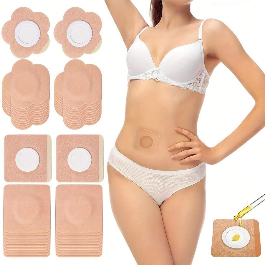 10/50 pezzi Cerotti monouso all'olio di ricino per l'ombelico e punti di agopuntura - Alta assorbenza, facile applicazione (olio non incluso)