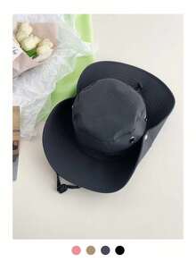 1 件纯色户外钓鱼帽，男女款透气防晒渔夫帽，四季薄款牛仔登山帽