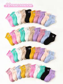 10/20 双趣味表情图案袜子，卡通设计，柔软舒适，儿童袜。适合送礼，日常穿着，图案可爱有趣，亲肤，柔软舒适。，用途广泛，适合日常穿着、节日、旅行、返校、校园、运动、课堂、新学期、学生穿着。颜色和款式随机 - 彩色 - 查看 8