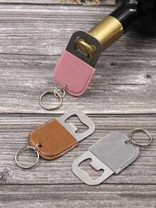 Custom Leather Keychain Bottle Opener, Customized Name Metal Key Chain, Gifts For Men, Boyfriend, Wedding Party, Groomsmen, Father's Day, Anniversary - Multicolor - View 4