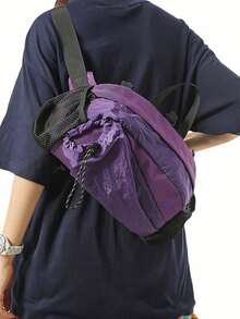 1pc Black/White/Purple Nylon Casual Crossbody Bag, Lightweight Tactical Outdoor Sports Waist Pack, Unisex Versatile Messenger Bag Suitable For Hiking, Cycling, Travel, Outdoor Activities, Great Gift For Boyfriend/Men Belt Bag For Men - Multicolor - View 13