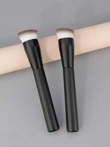 RANCAI 1pc All Black Angled Foundation Makeup Brush, Seamless Contour Brush, Cosmetic Makeup Tool - Multicolor - View 6