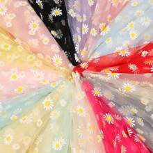 Eleganter Gänseblümchen-Spitze Tischläufer - 200cm, Polyester-Tüll-Stoff in Grasgrün/Champagner/Schwarz - perfekt für Hochzeiten & Sommerfeste, Hochzeitstischdecke, Dekoration, Tischüberzug
