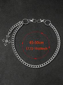 1 Piece Of Halloween Punk Style Men's Pants Chain Cross Decoration Waist Pendant Fashionable And Versatile Keychain Pendant - Silver - View 4
