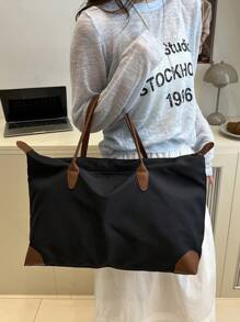 Bolso de mano grande de capacidad minimista, bolso de mano de nailon de unicolor, bolso de hombro y bolso de mano simple para mujer