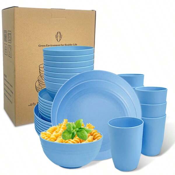 4/16/32 Pcs Plastic Tableware Set - Durable, Shatterproof Plastic Plates, Bowls, Cups, Microwave/Dishwasher Safe, Suitable For Picnics And Gifts, Perfect For Halloween, Christmas, Thanksgiving, Independence Day Celebrations, Food Supply Equipment And Supplies