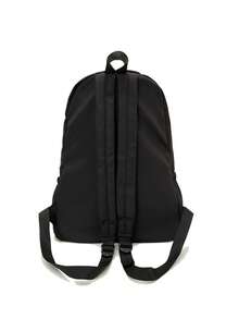 1 件简约纯色尼龙大童背包学校小学生中学生书包男孩旅行背包便携式大容量拉链闭合学院风轻便休闲背包适合旅行度假露营野餐运动返校旅行购物户外超市学校用品返校用品适合女孩男孩学生朋友青少年书包学校背包 - 彩色 - 查看 6