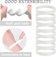 Rubber Bracelets Solid Color Silicone Wristbands Blank Stretch Silicone Wristbands Colorful Rubber Bracelets Women Men Gifts - 白色 - 查看 5
